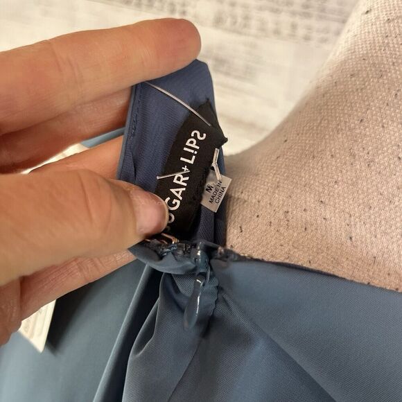 Sugar Lips Dress size Medium Shimmery Gray Knee Straight Boho Wedding Church - Picture 12 of 12